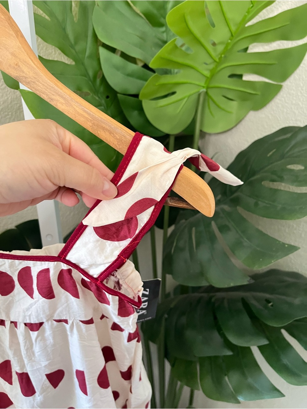 Zara Polka Dot Tie Strap Crop Top Size Medium NWT |Red & White Summer Blouse - Picture 6 of 7